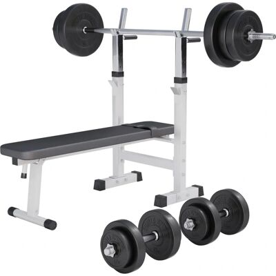 Gorilla Sports Justerbar Bänksats - 70kg Vit Fitnessutrustning Gorilla Sports Justerbar Bänksats - 70kg Vit Fitnessutrustning