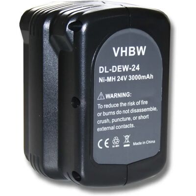 vhbw Batteria Dewalt - 3000mAh NiMH 24V - Nero vhbw Batteria Dewalt - 3000mAh NiMH 24V - Nero