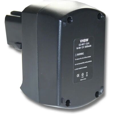 Batteria vhbw per Metabo BZ 12 - 3000mAh NiMH 12V Nera Batteria vhbw per Metabo BZ 12 - 3000mAh NiMH 12V Nera