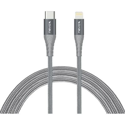 Nevox 1886 Lightning Kabel - 2M Grau, Silber - Lightning zu USB C Nevox 1886 Lightning Kabel - 2M Grau, Silber - Lightning zu USB C
