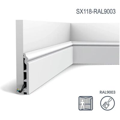Orac Decor 14 x Skirting boards SX118-RAL9003-box - 28m Orac Decor 14 x Skirting boards SX118-RAL9003-box - 28m