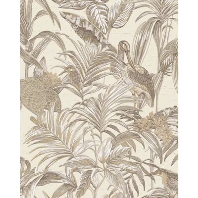 Carta da parati non tessuta Profhome - Design esotico - Avorio crema bronzo Carta da parati non tessuta Profhome - Design esotico - Avorio crema bronzo
