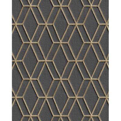 Carta da parati non tessuta Profhome FANCY - Geometrico, Antracite/Oro Carta da parati non tessuta Profhome FANCY - Geometrico, Antracite/Oro