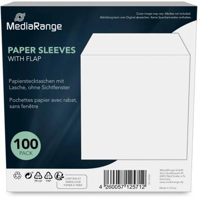 MediaRange Papírtasakok 1 lemezhez - Fehér, 100 db MediaRange Papírtasakok 1 lemezhez - Fehér, 100 db