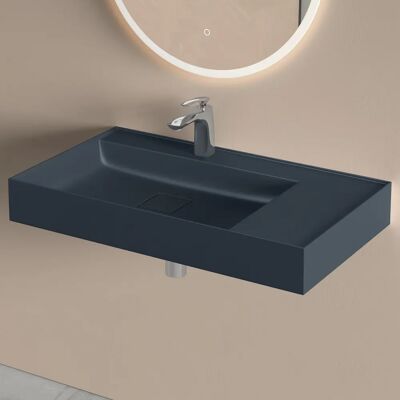 Lavabo de Fundición Mineral Rectangular de Pared - Antracita Mate Lavabo de Fundición Mineral Rectangular de Pared - Antracita Mate