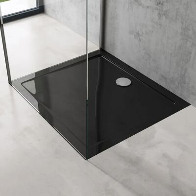 Plato de ducha acrílico negro Doporro - 90x100cm, Modelo AL01, Instalación a ras del suelo Plato de ducha acrílico negro Doporro - 90x100cm, Modelo AL01, Instalación a ras del suelo