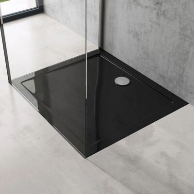 Plato de ducha acrílico negro Doporro - 90x100cm, Plano, Fácil de instalar Plato de ducha acrílico negro Doporro - 90x100cm, Plano, Fácil de instalar