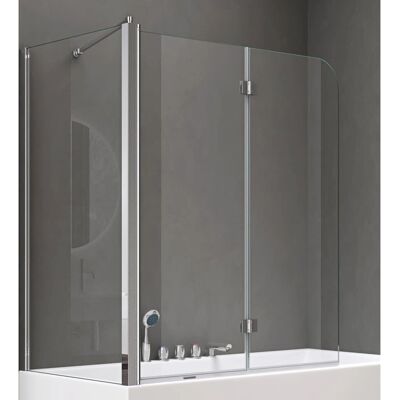 DOPORRO Parete doccia pieghevole 80x120x140cm, Montaggio a sinistra, Vetro di sicurezza DOPORRO Parete doccia pieghevole 80x120x140cm, Montaggio a sinistra, Vetro di sicurezza