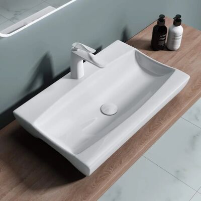 DOPORRO Lavabo de cerámica en encimera blanca - Brüssel-890 DOPORRO Lavabo de cerámica en encimera blanca - Brüssel-890