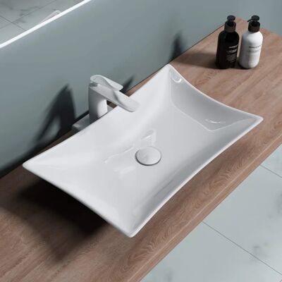 doporro Lavabo rectangular de cerámica blanca - Baño - Brüssel-891 doporro Lavabo rectangular de cerámica blanca - Baño - Brüssel-891