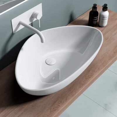 Lavabo de cerámica blanca Doporro - 66,5cm - Diseño Brüssel-895 - Acabado Nano Lavabo de cerámica blanca Doporro - 66,5cm - Diseño Brüssel-895 - Acabado Nano
