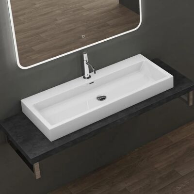 DOPORRO Lavabo rettangolare da muro o piano - Bianco DOPORRO Lavabo rettangolare da muro o piano - Bianco