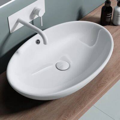 Lavabo de encimera de cerámica Doporro - Brüssel306, 63cm, recubrimiento nano fácil de limpiar Lavabo de encimera de cerámica Doporro - Brüssel306, 63cm, recubrimiento nano fácil de limpiar