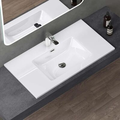 DOPORRO Lavabo empotrado de mármol rectangular - 90x48x12 cm DOPORRO Lavabo empotrado de mármol rectangular - 90x48x12 cm