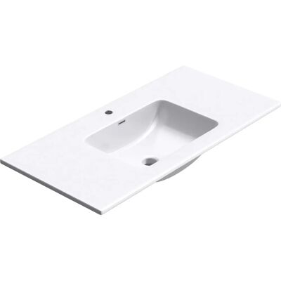 Lavabo rectangular de mármol fundido blanco DOPORRO - Baño Lavabo rectangular de mármol fundido blanco DOPORRO - Baño