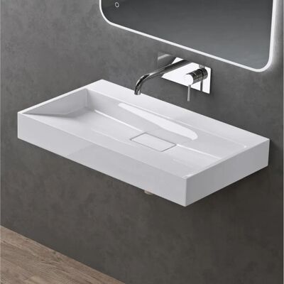 Lavabo sospeso bianco Doporro - 80cm, Angolare, Facile da installare Lavabo sospeso bianco Doporro - 80cm, Angolare, Facile da installare