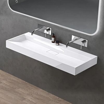 DOPORRO Lavabo in Marmo Bianco sospeso o da poggio - 120x46x11cm DOPORRO Lavabo in Marmo Bianco sospeso o da poggio - 120x46x11cm
