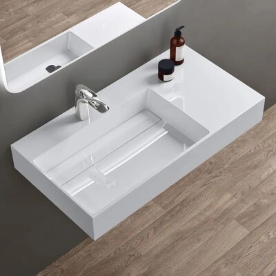 Doporro - Lavabo rettangolare moderno - 90x48x13cm - Bianco Doporro - Lavabo rettangolare moderno - 90x48x13cm - Bianco