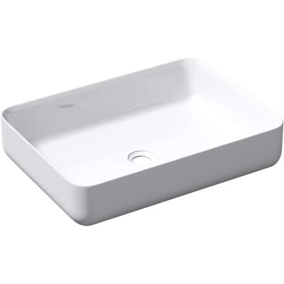 Doporro - Lavabo de Baño Blanco Rectangular - 55cm de Mármol Fundido Doporro - Lavabo de Baño Blanco Rectangular - 55cm de Mármol Fundido