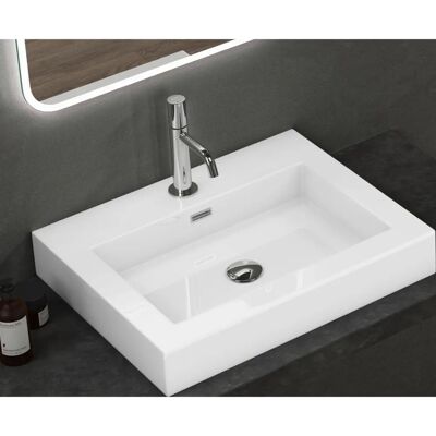 Lavabo rettangolare bianco Colossum818 da parete o su piano - 60cm Lavabo rettangolare bianco Colossum818 da parete o su piano - 60cm
