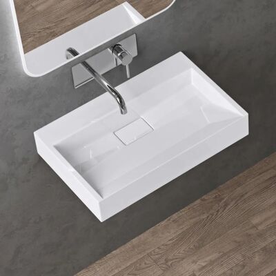 DOPORRO Lavabo a parete - 50cm, Gesso minerale, Design moderno DOPORRO Lavabo a parete - 50cm, Gesso minerale, Design moderno