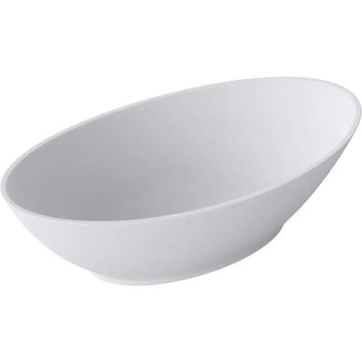 Lavabo Bagno DOPORRO - Ovale, Bianco Opaco, 62.5x34.5x17.5cm - Marmo Monoblocco Lavabo Bagno DOPORRO - Ovale, Bianco Opaco, 62.5x34.5x17.5cm - Marmo Monoblocco