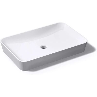DOPORRO Lavabo Blanco Brillante Rectangular - Lavabo para Baño DOPORRO Lavabo Blanco Brillante Rectangular - Lavabo para Baño