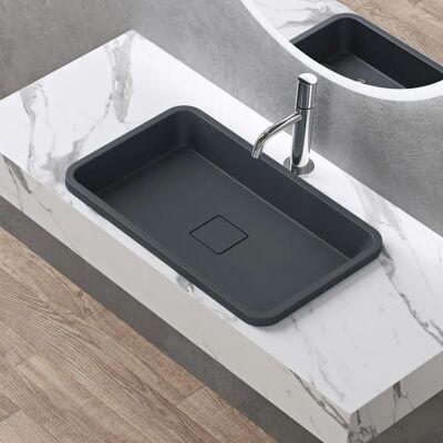 Lavabo de piedra artificial Doporro Colossum104 - Rectangular 53x33x10.5cm - Antracita Mate - Lavabo de baño Lavabo de piedra artificial Doporro Colossum104 - Rectangular 53x33x10.5cm - Antracita Mate - Lavabo de baño