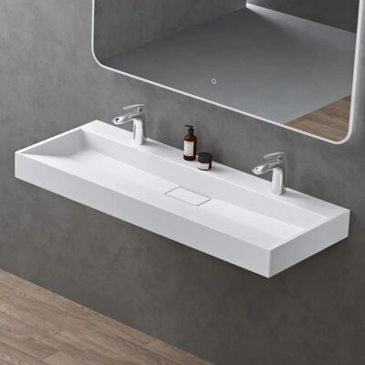 DOPORRO Lavabo sospeso Colossum19 bianco opaco 120cm con valvola di scarico DOPORRO Lavabo sospeso Colossum19 bianco opaco 120cm con valvola di scarico
