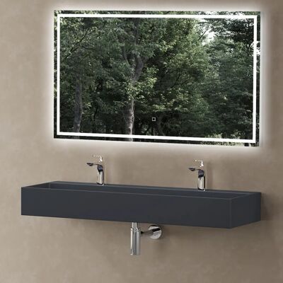 Sogood - Lavabo sobre encimera 120x40x14cm Colossum6028 Mate Antracita de fundición mineral - 2 orificios para grifo Sogood - Lavabo sobre encimera 120x40x14cm Colossum6028 Mate Antracita de fundición mineral - 2 orificios para grifo