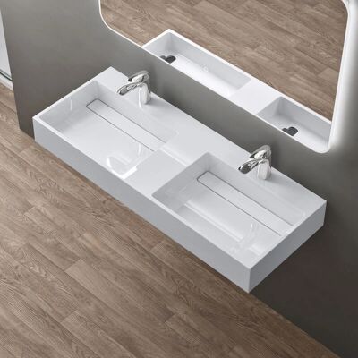 DOPORRO Lavabo doble blanco - 120x48x13cm DOPORRO Lavabo doble blanco - 120x48x13cm
