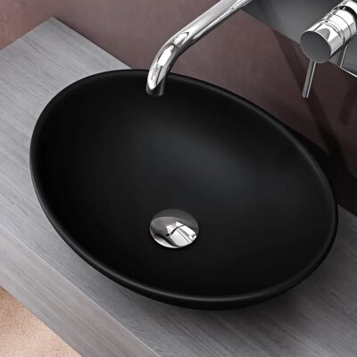 Doporro - Lavabo ovale in ceramica - Rivestimento nano facile da pulire Doporro - Lavabo ovale in ceramica - Rivestimento nano facile da pulire