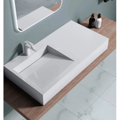 DOPORRO Badezimmer-Wandwaschbecken - 100x51x13cm, Weiß DOPORRO Badezimmer-Wandwaschbecken - 100x51x13cm, Weiß