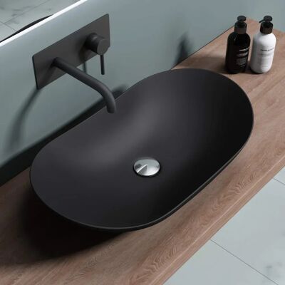 Doporro - Lavabo sobre encimera negro mate - 63cm Mármol Doporro - Lavabo sobre encimera negro mate - 63cm Mármol
