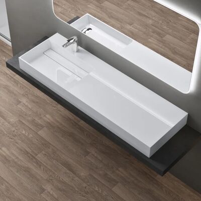 Doporro Weißer Künstlicher Stein Rechteckwaschbecken - 150x48x13cm - Lavabo Doporro Weißer Künstlicher Stein Rechteckwaschbecken - 150x48x13cm - Lavabo