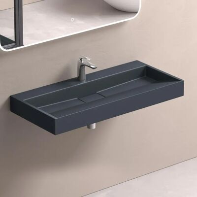 Fregadero de baño DOPORRO - 100x46x11cm, Suspendido, Antracita - Accesorio de baño Fregadero de baño DOPORRO - 100x46x11cm, Suspendido, Antracita - Accesorio de baño