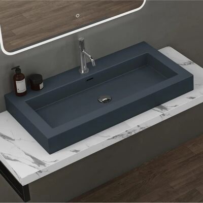 Doporro - Lavabo de encimera de 90x48x10cm en gris negro mate en fundición mineral Doporro - Lavabo de encimera de 90x48x10cm en gris negro mate en fundición mineral