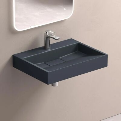 DOPORRO Lavabo rectangular de mármol fundido - Montaje en pared DOPORRO Lavabo rectangular de mármol fundido - Montaje en pared