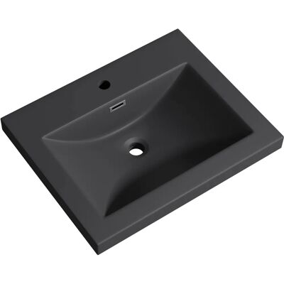 Lavabo de Baño DOPORRO - Mármol fundido rectangular - Antracita Mate - Diseño moderno Lavabo de Baño DOPORRO - Mármol fundido rectangular - Antracita Mate - Diseño moderno