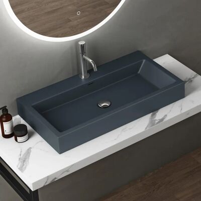 DOPORRO Lavabo da Bagno - Rettangolare, 76,5cm, Antracite opaco - Lavabo da bagno DOPORRO Lavabo da Bagno - Rettangolare, 76,5cm, Antracite opaco - Lavabo da bagno