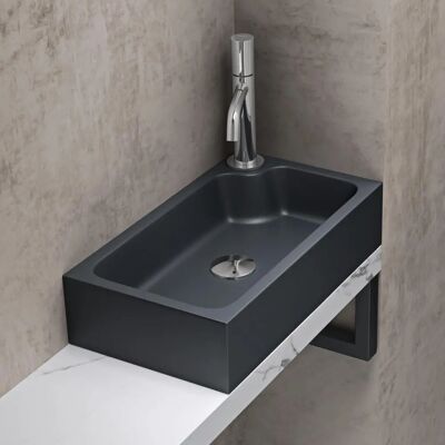 Doporro Hochwertiges Gussmarmor Wandwaschbecken - Rechteckig, Anthrazit Matt Doporro Hochwertiges Gussmarmor Wandwaschbecken - Rechteckig, Anthrazit Matt