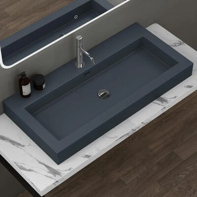 Doporro - Lavabo de sobre encimera 100x48x10cm - Diseño rectangular moderno Doporro - Lavabo de sobre encimera 100x48x10cm - Diseño rectangular moderno