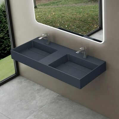 DOPORRO Doble Lavabo Rectangular - 120x48cm Antracita Mate DOPORRO Doble Lavabo Rectangular - 120x48cm Antracita Mate