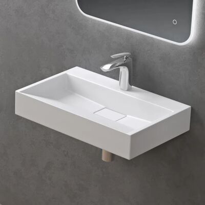 DOPORRO Lavabo de Mármol Fundido Blanco Mate - 50x38x11cm Colossum19 DOPORRO Lavabo de Mármol Fundido Blanco Mate - 50x38x11cm Colossum19
