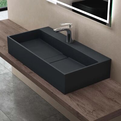 Doporro - Lavabo de mármol fundido 80x40x14cm - Baño Moderno Doporro - Lavabo de mármol fundido 80x40x14cm - Baño Moderno