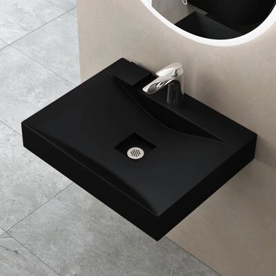 Doporro Colossum810 - Lavabo de pared de fundición mineral negro mate Doporro Colossum810 - Lavabo de pared de fundición mineral negro mate
