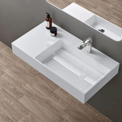 Lavabo rectangular para baño blanco DOPORRO - 100x48x13cm Lavabo rectangular para baño blanco DOPORRO - 100x48x13cm