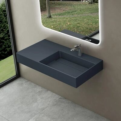 Doporro - Lavabo de baño moderno 100x48x13cm - Desagüe oculto - Antracita Doporro - Lavabo de baño moderno 100x48x13cm - Desagüe oculto - Antracita