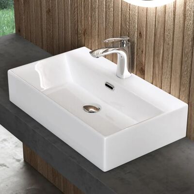 DOPORRO Brüssel201 Lavabo de cerámica suspendido - Cuadrado, Blanco DOPORRO Brüssel201 Lavabo de cerámica suspendido - Cuadrado, Blanco