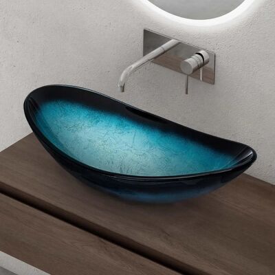 SOGOOD Minerva08 Lavabo de Cristal Templado - Azul, 53.5x35.5x16cm SOGOOD Minerva08 Lavabo de Cristal Templado - Azul, 53.5x35.5x16cm